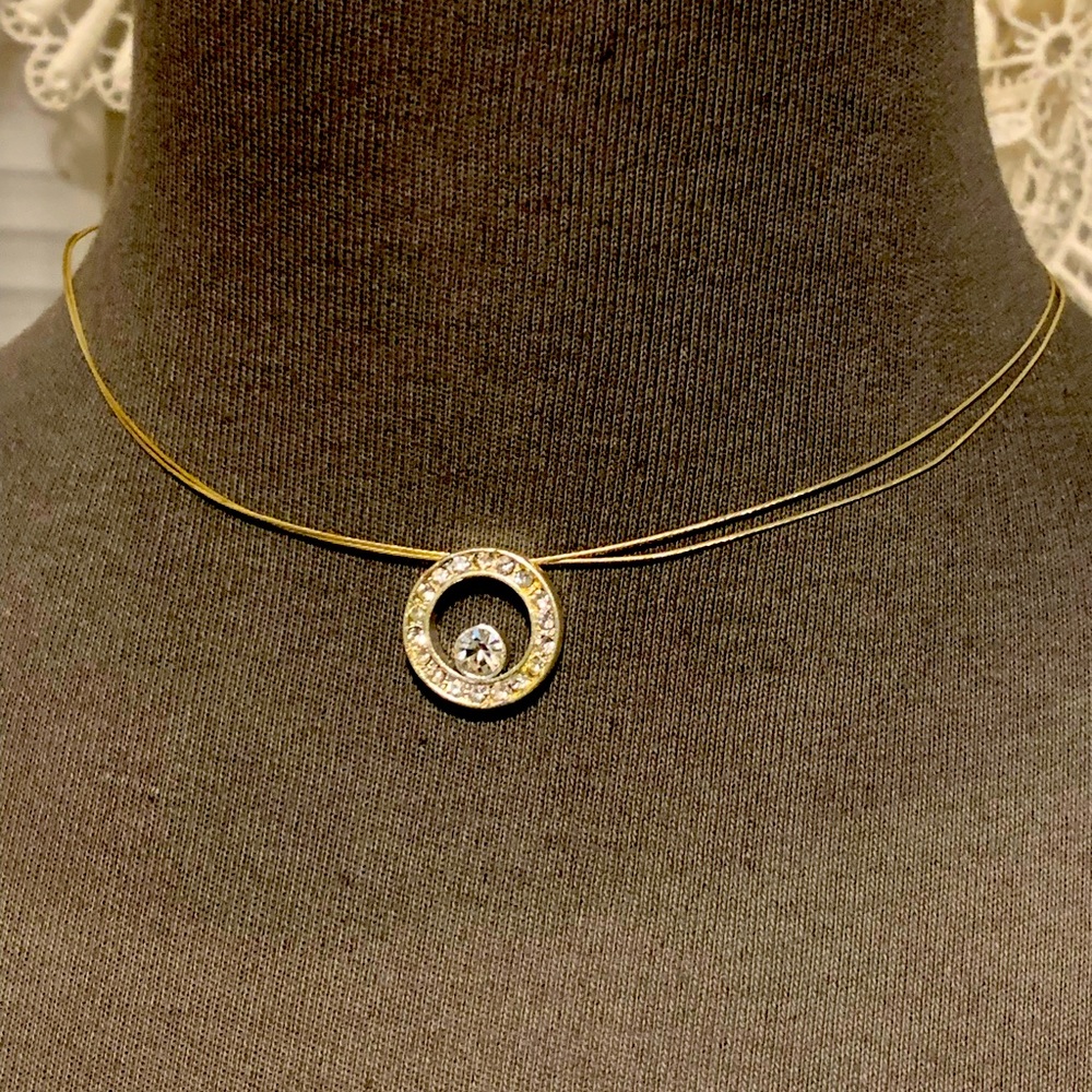 Delicate silver necklace with clear stones